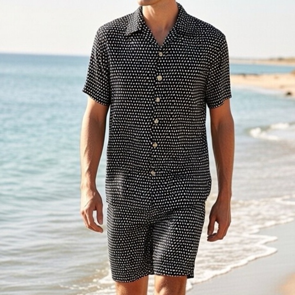 Patterned Shirt and Shorts Suite Men’s For Summer